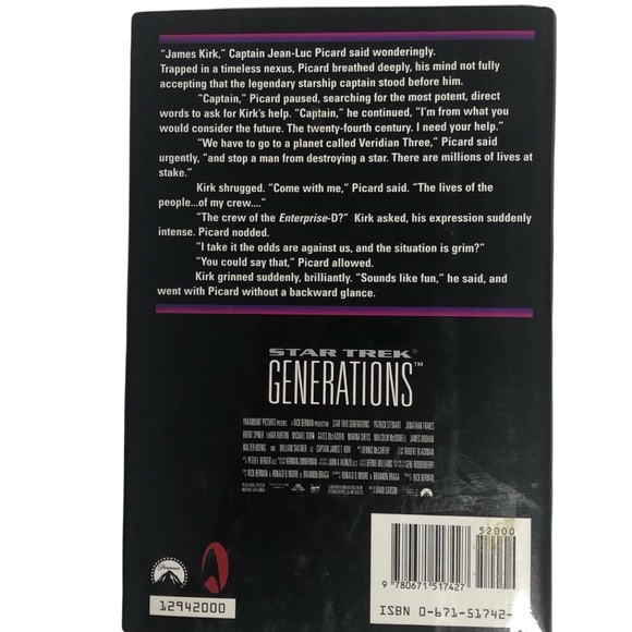 Star Trek Generations a Hardback novel written by J M Dillard - Picture 2 of 5